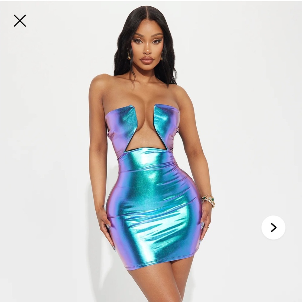 Fashion Nova Iridescent Strapless Mini Dress NWT